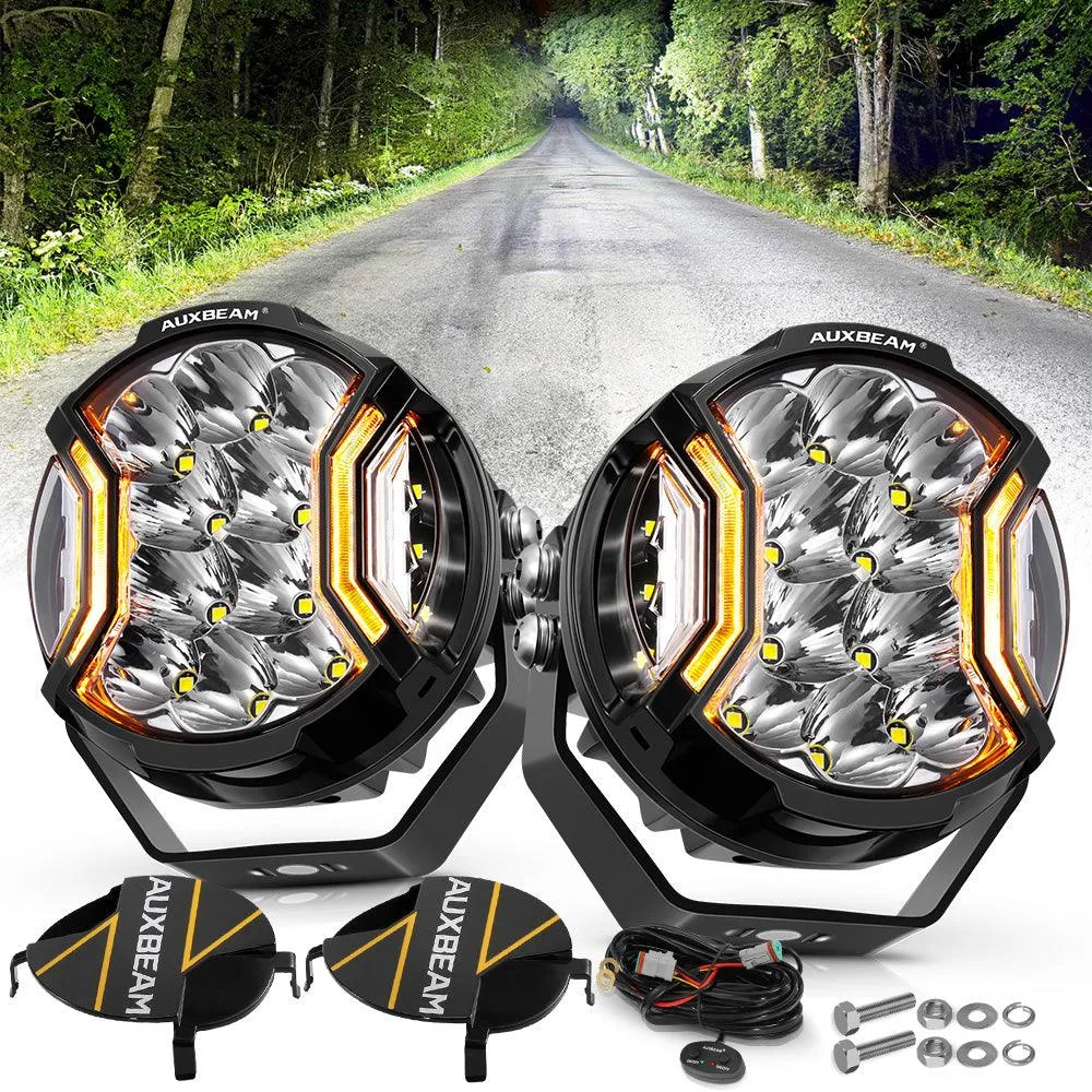 V-ULTRA Series | 5 Inch 172W LED Side Shooter Amber/White Pod Lights with Amber DRL