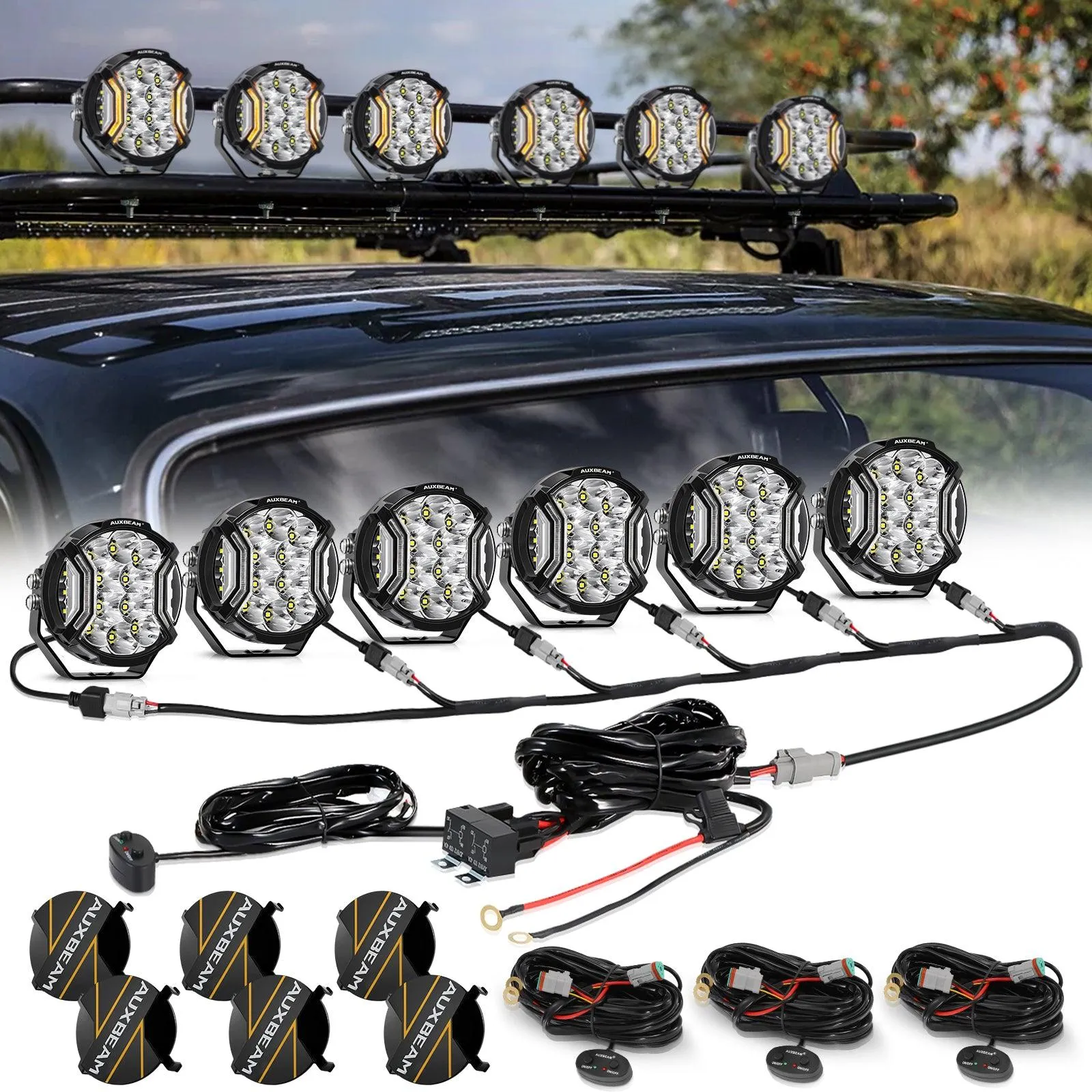 V-ULTRA Series | 5 Inch 172W LED Side Shooter Amber/White Pod Lights with Amber DRL
