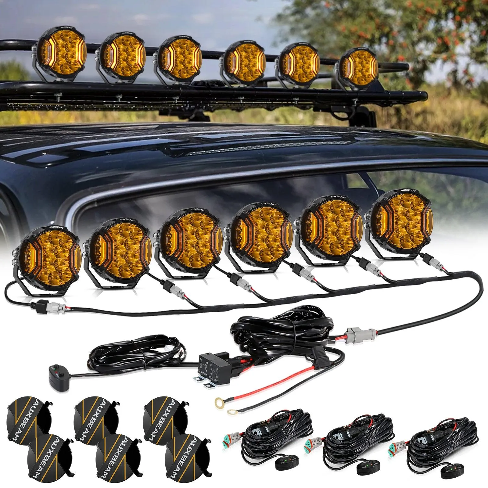 V-ULTRA Series | 5 Inch 172W LED Side Shooter Amber/White Pod Lights with Amber DRL