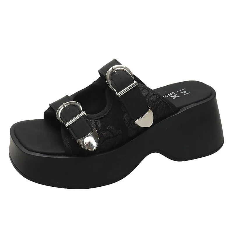 Wedge Heel Buckle Straps Sandals