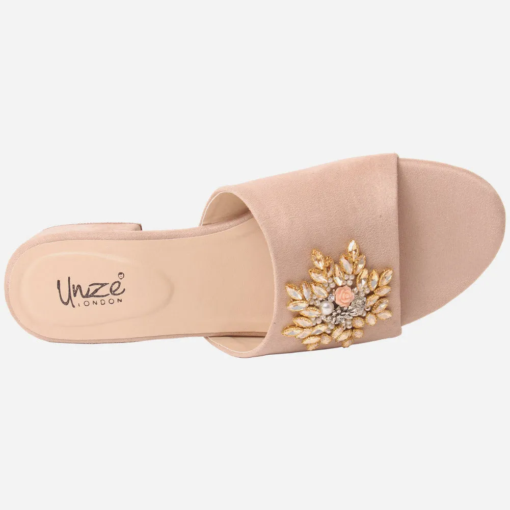 Women "ATURA" Slip On Diamante Slippers