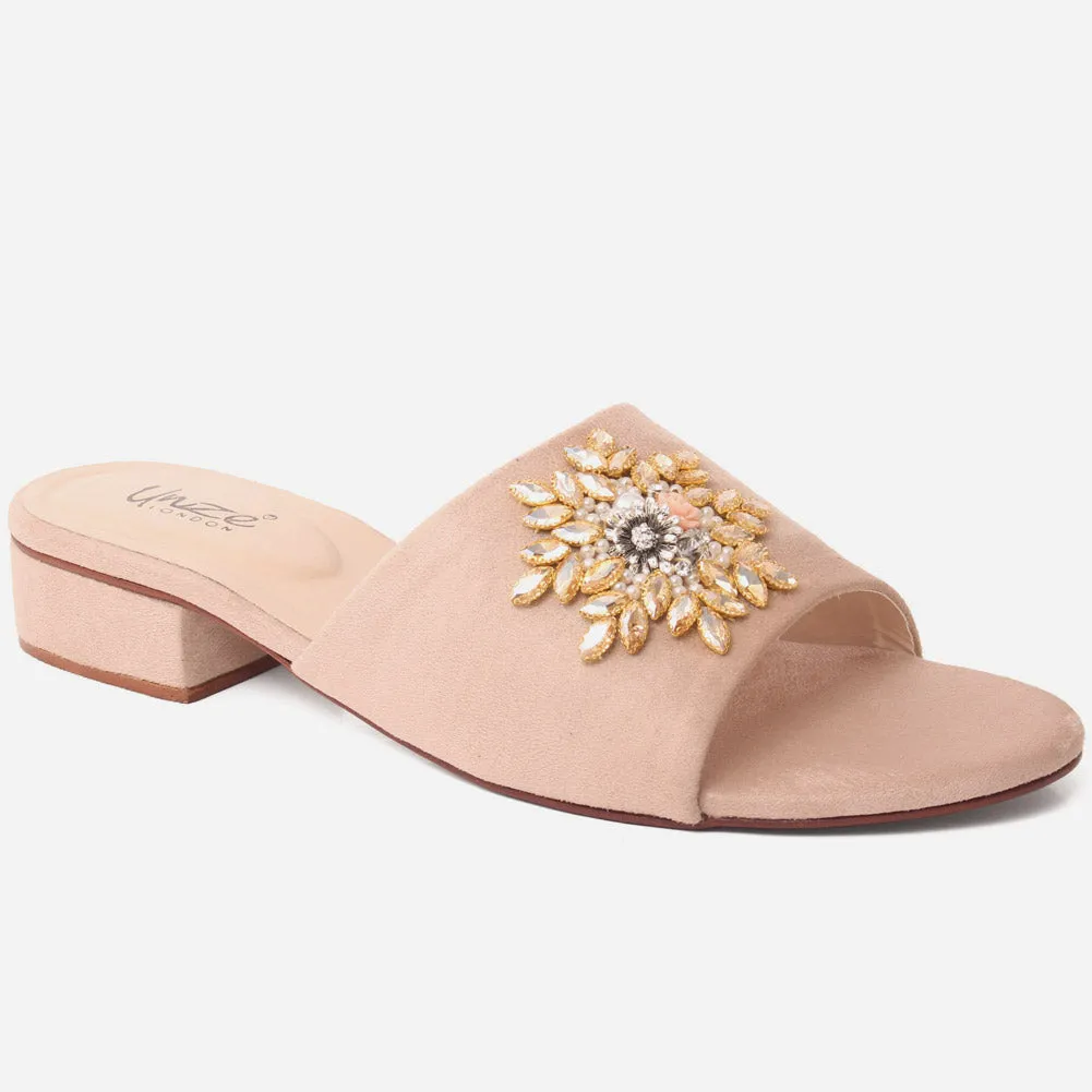 Women "ATURA" Slip On Diamante Slippers