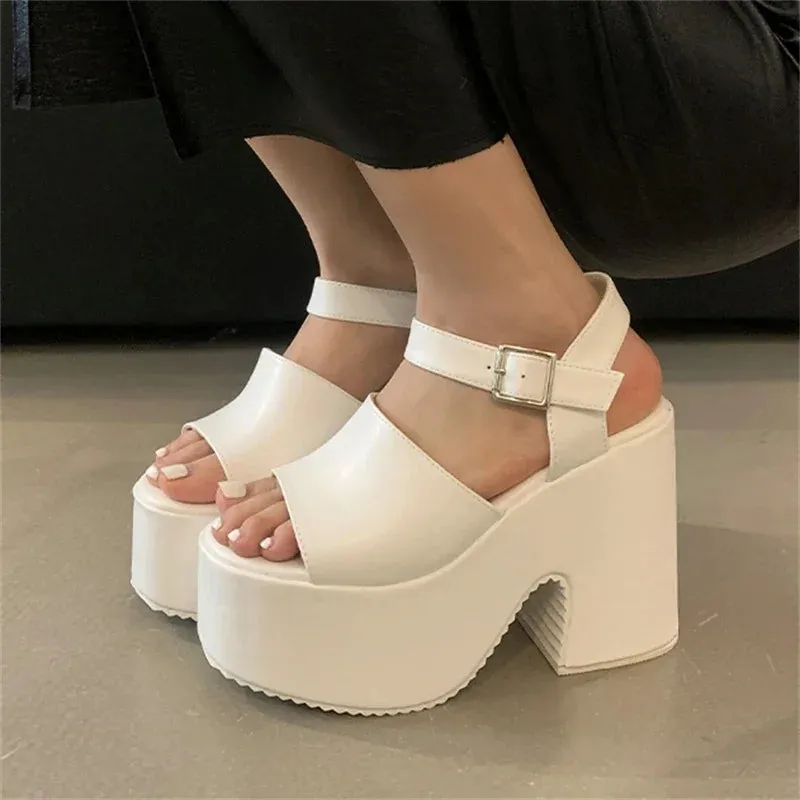 Women's Dress Shoes - Rome Style Sandals - Chunky High Heels - TSS411