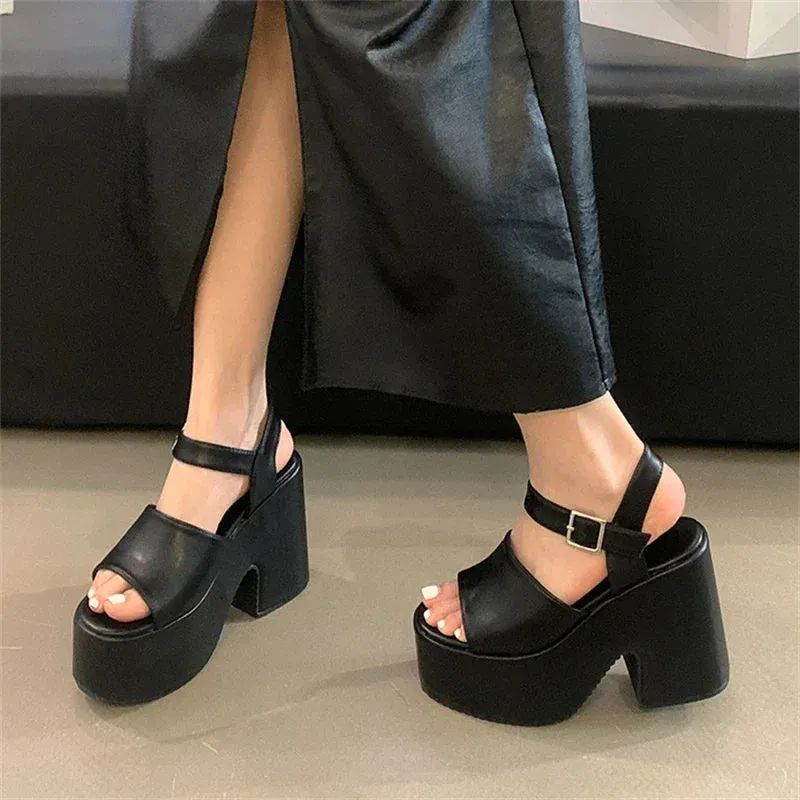 Women's Dress Shoes - Rome Style Sandals - Chunky High Heels - TSS411