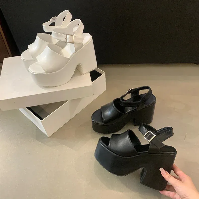 Women's Dress Shoes - Rome Style Sandals - Chunky High Heels - TSS411