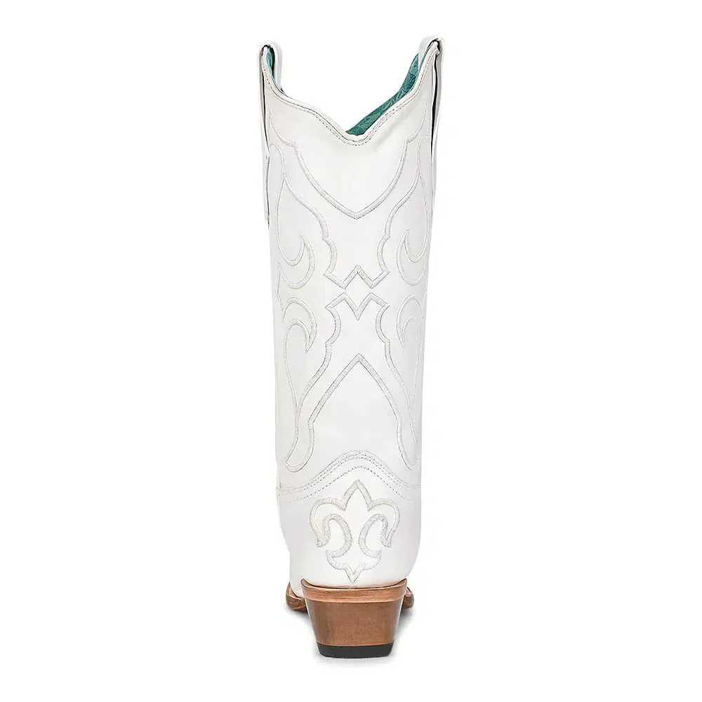 Z5046-M Corral white western cowgirl leather wedding boots for women