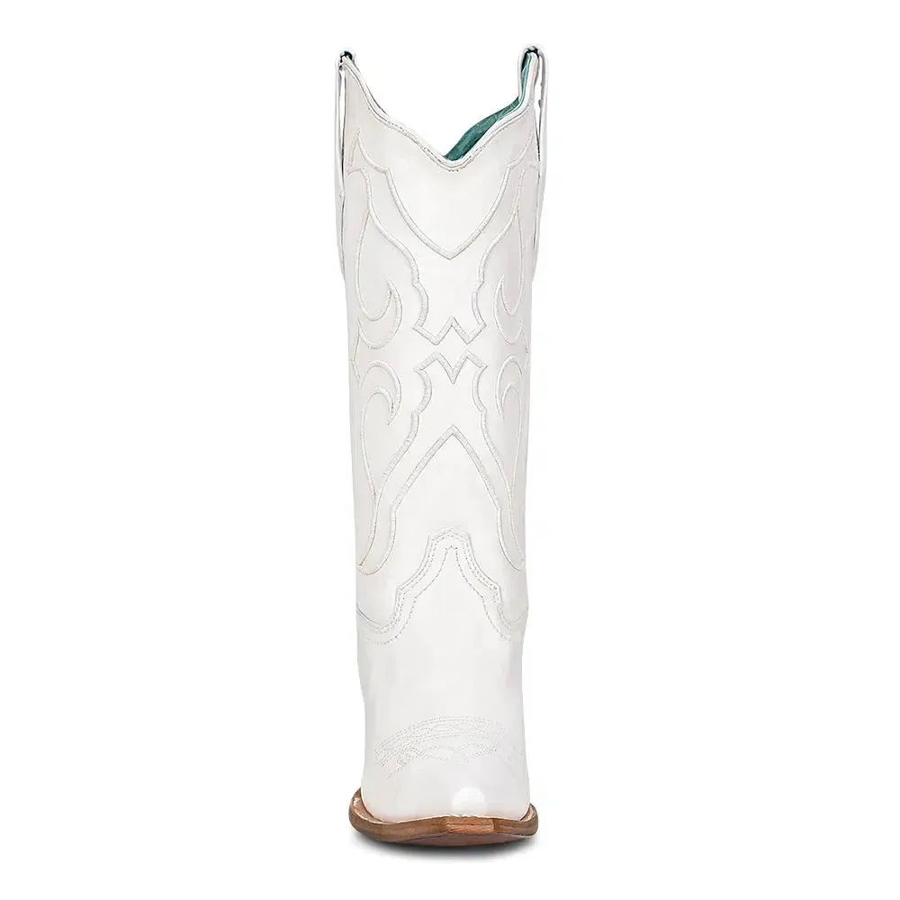 Z5046-M Corral white western cowgirl leather wedding boots for women